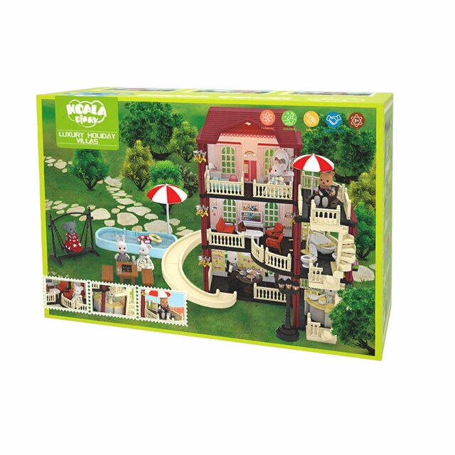 Koala Diary Castle Dollhouse Pretend Play Toy Princess Scene Light Villa House Birthday Gift for Children 3+