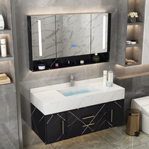 Marble bathroom cabinet combination bathroom Intelligent light luxury Modern simple sink Wash toilet Wash basin