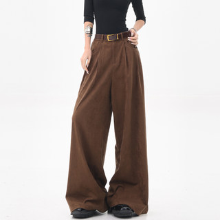 [Bee Happy Club] Ken Studio Autumn and Winter Suede Wide-Leg Suit Pants High-Waisted Loose Slimming Casual Pants
