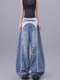 Ken Studio Tall Lace Trim Layered Ripped Scimitar Jeans Women's Wide-Leg Floor-Length Pants