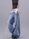 Ken Studio Tall Lace Trim Layered Ripped Scimitar Jeans Women's Wide-Leg Floor-Length Pants