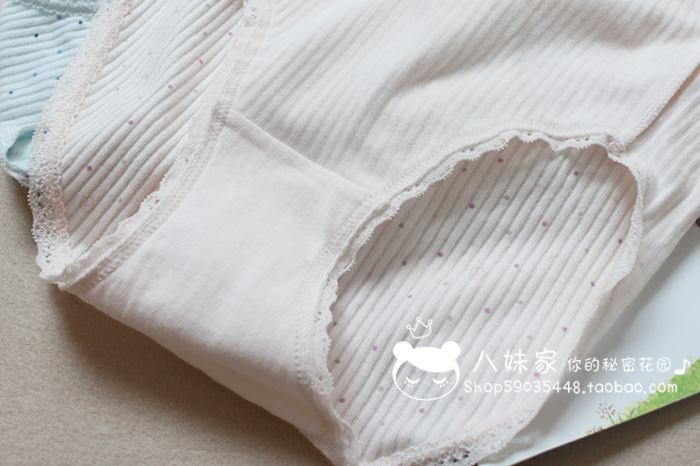 Mềm mại và thoải mái 100% cotton ren nơ điểm cao eo ngắn đồ lót dành cho những cô nàng màn hình phẳng