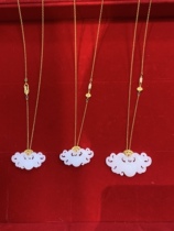 Tianxing Jade Industry Hetian Jade Mutton Fat White Jade 18K Gold Inlaid Sachet Pendant Pendant Su Gong Live Broadcast Special Photo