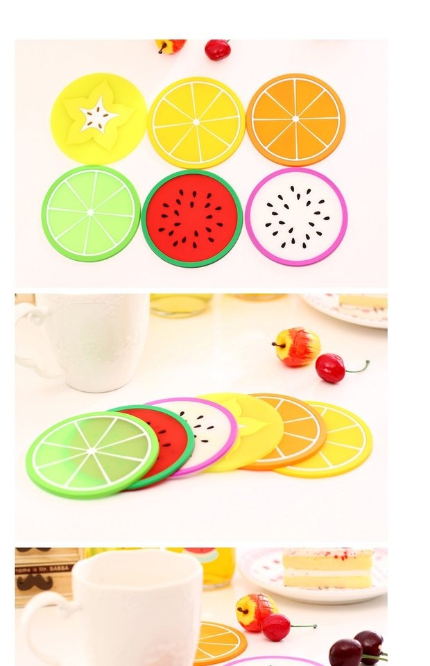 Thạch đầy màu sắc hình trái cây coaster silicone cốc mat Sáng tạo chống trượt pad trà coaster - Tách bình giữ nhiệt cute
