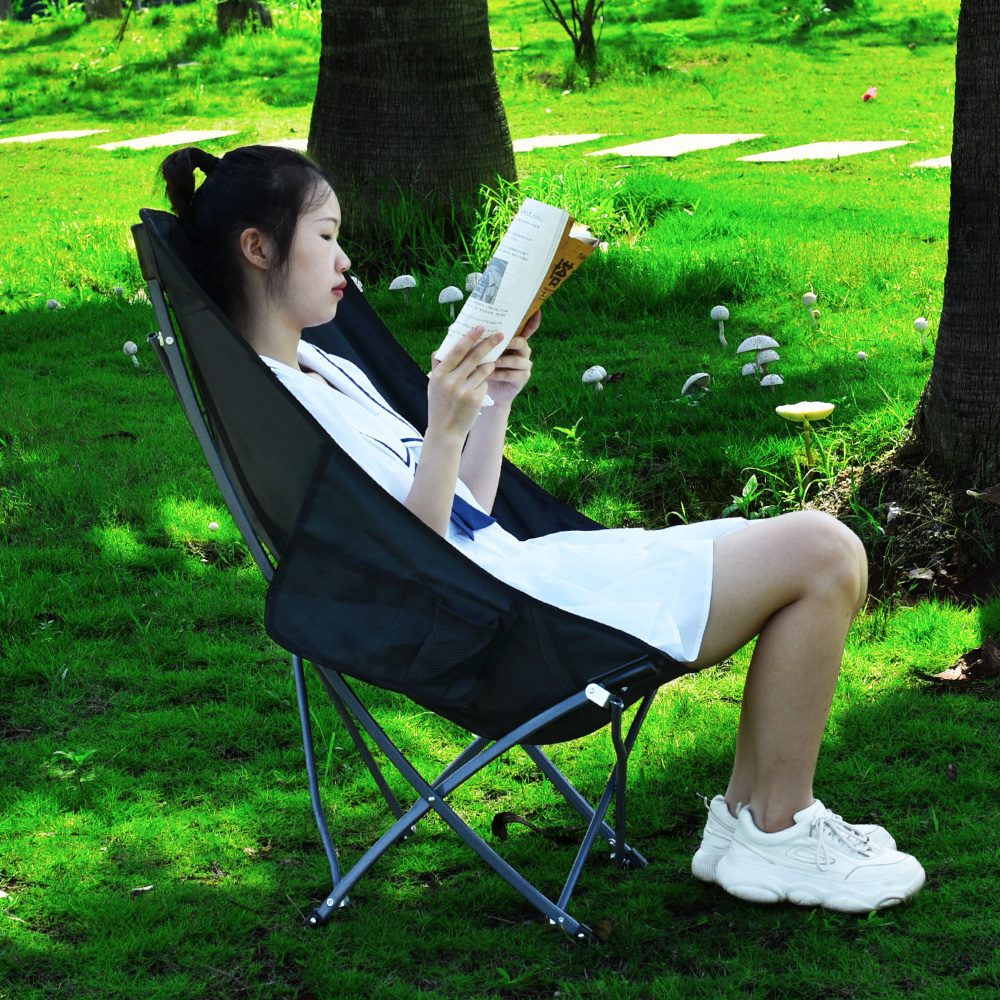 Outdoor Folding Chair Portable Reclining Chair Ultra Light Camping Beach Chair Fishing Maza Casual Backrest Moon Chair