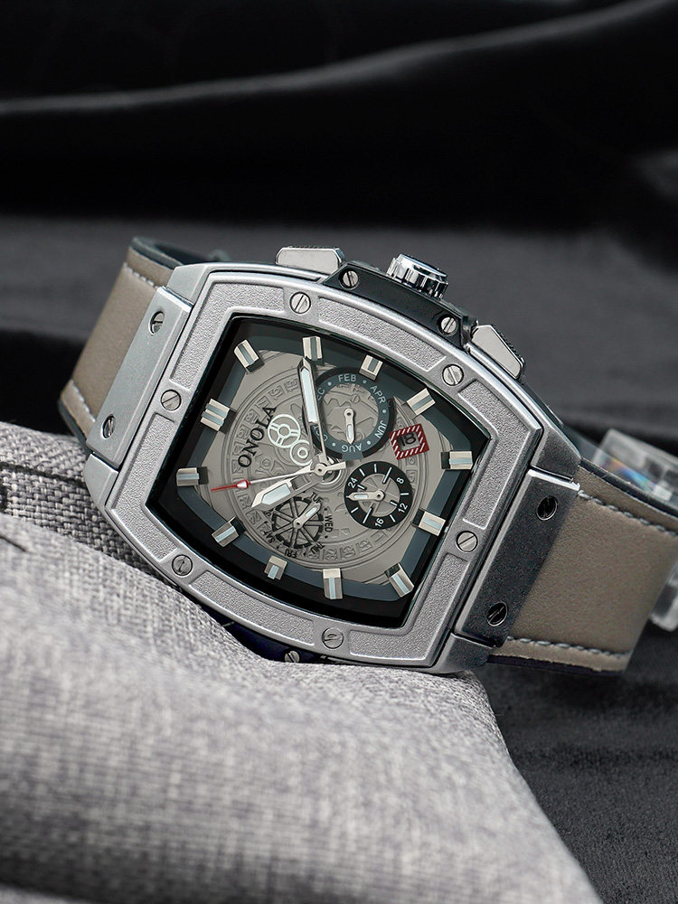 Мужские модные полностью автоматические механические часы, квадратный циферблат, многофункциональные