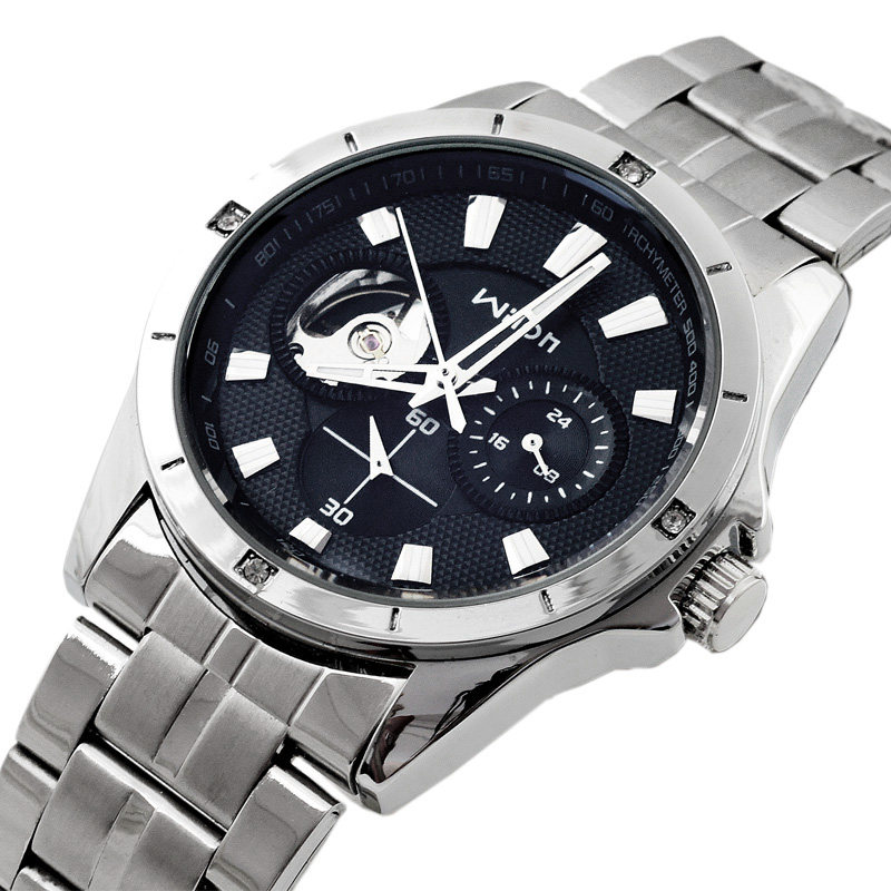 Мужские автоматические механические часы-скелетон с турбийоном, водонепроницаемые, стальной браслет, многофункциональные