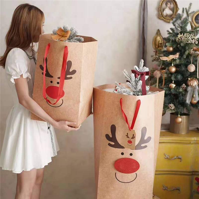 Handbag portable creative Christmas tree flower shop supplies flowers Christmas flower box packaging bag bouquet gift bag