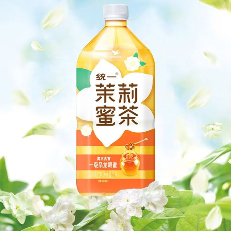 Unified Jasmine Honey Tea, Whole Box, Large Bottle 1L*1 Bottle, Affordable, Big Brand, Summer Thirst-Relieving, Rich Floral Tea Drink