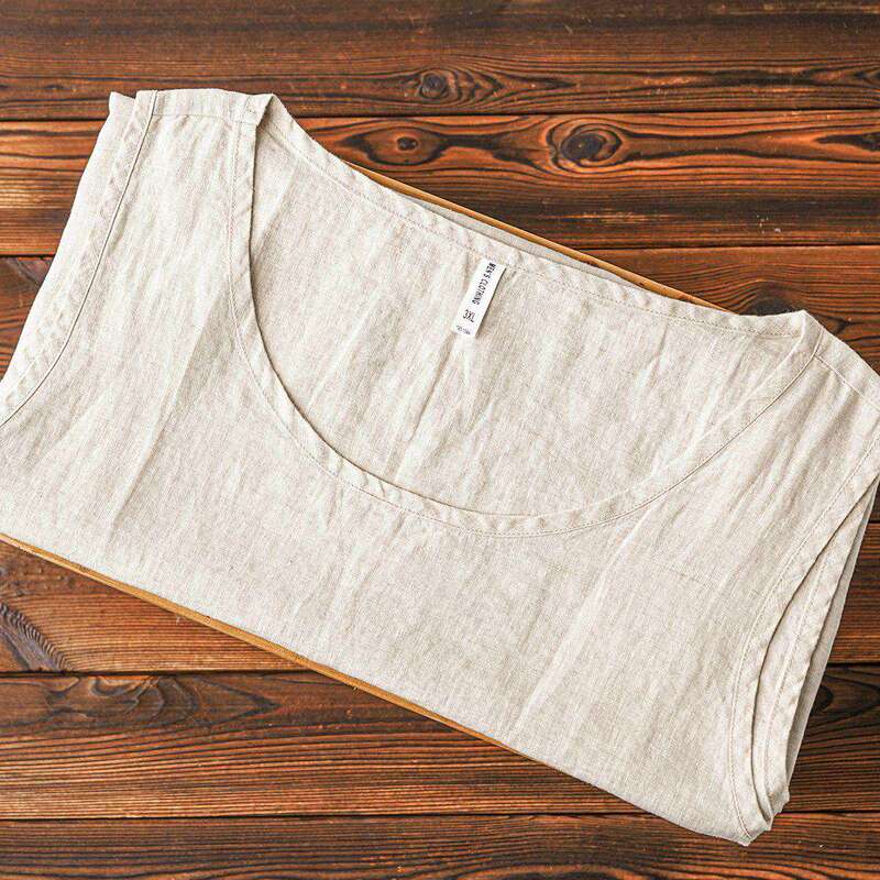 Summer Lightweight Breathable Khaki Pure Linen Vest Short-Sleeved Chinese Style Solid Color Simple Cool Sweat-Wicking Tank Top Summer Lightweight Breathable Khaki Pure Linen Vest Short-Sleeved Chinese Style Solid Color Simple Cool Sweat-Wicking Tank Top