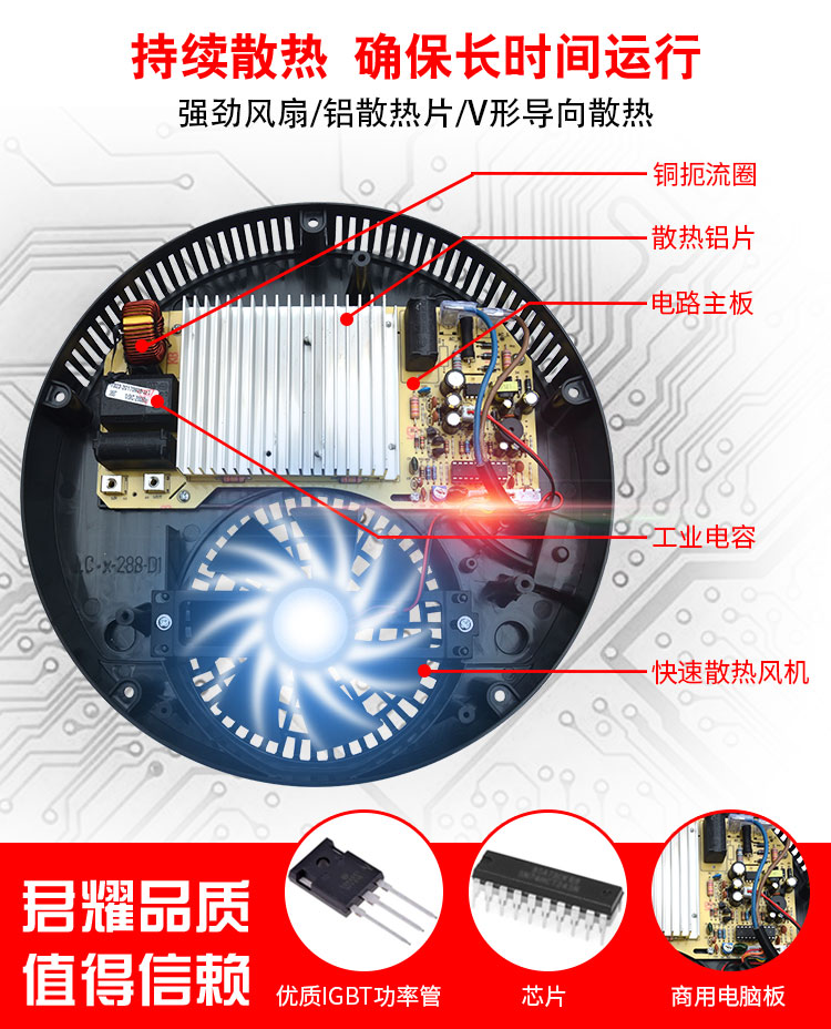 Junyao HD288-20 Vòng khách sạn thương mại nhúng Lẩu Nhà hàng Bếp điện từ cảm ứng Điều khiển dây cao 2000W - Bếp cảm ứng hướng dẫn sử dụng bếp từ