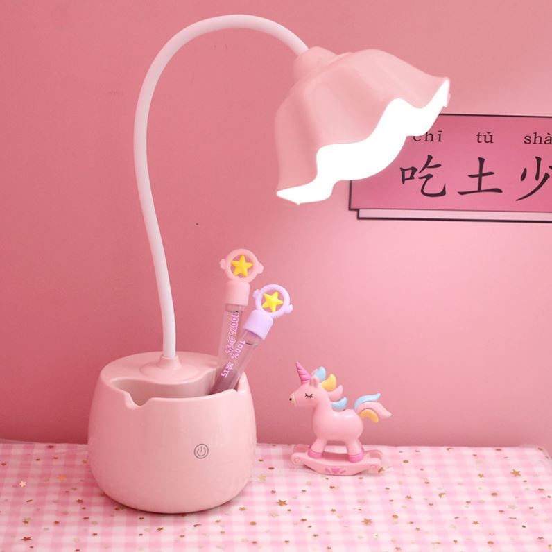 Desk Lamp for Studying, Girly Led Desk Lamp for Homework, Princess Writing Bedside Eye Protection Lamp, Rechargeable
