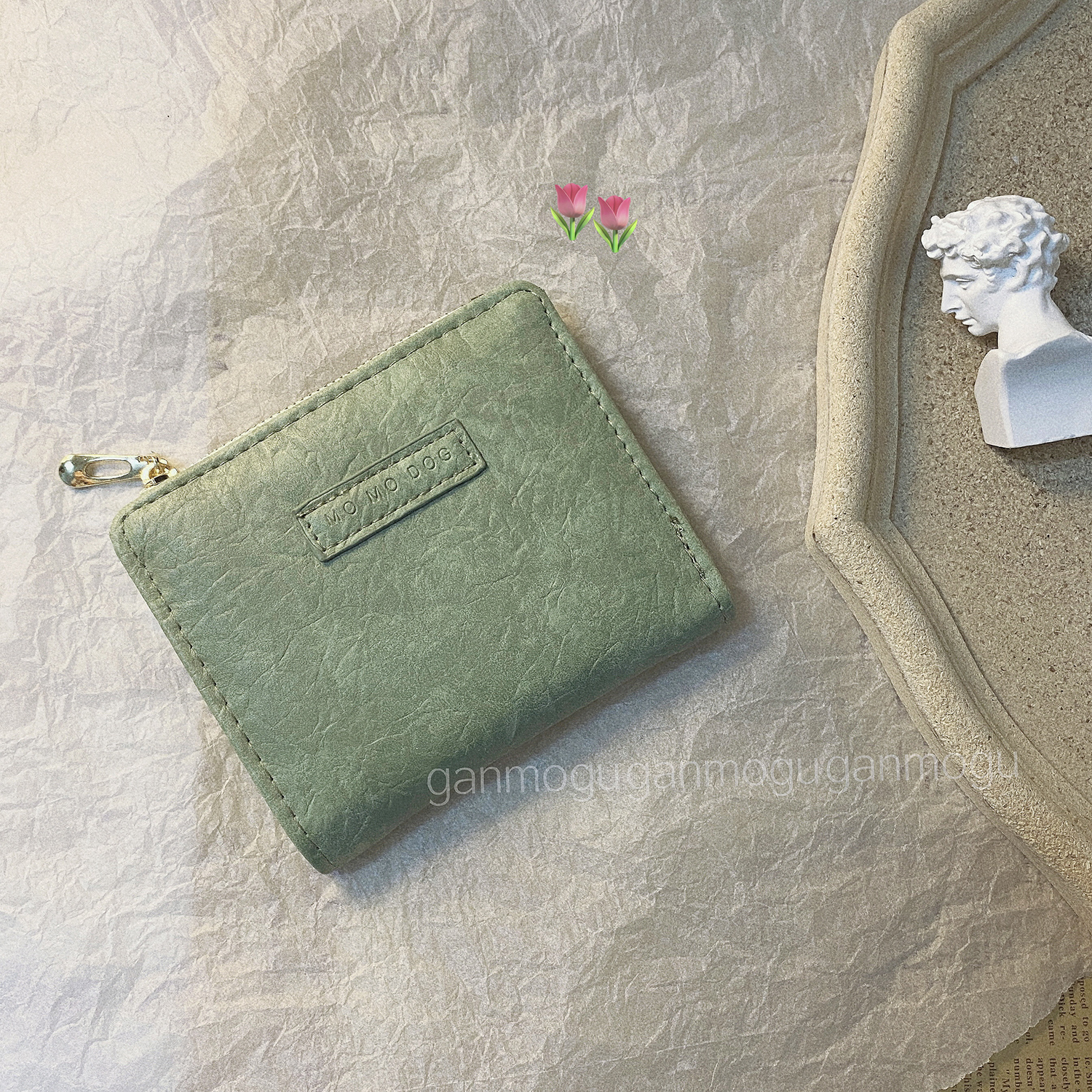 GANMOGU retro small wallet ~ins wallet female short section student European and American fresh folding simple literary buckle