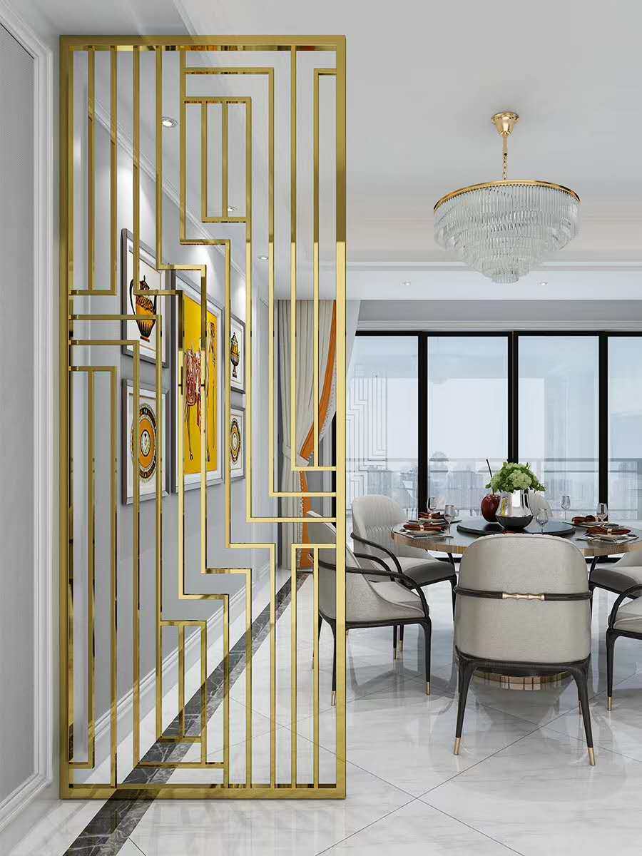 Custom Titanium Alloy Stainless Steel Screen 201 Rose Gold Modern Living Room Hotel Clubhouse Metal Hollowed-out Florist