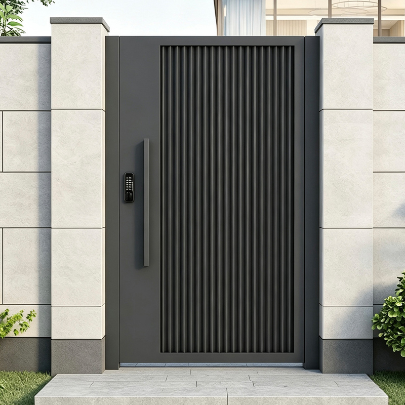 Aluminum Alloy Courtyard Door, Villa Garden Entrance Door, Wrought Iron Single Door, Rural Self-Built House, Aluminum Art Double Door for the Yard