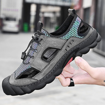 Western Regions Camel new mens shoes mesh sandals mens trendy outdoor sports non-slip anti-sweat Baotou beach shoes