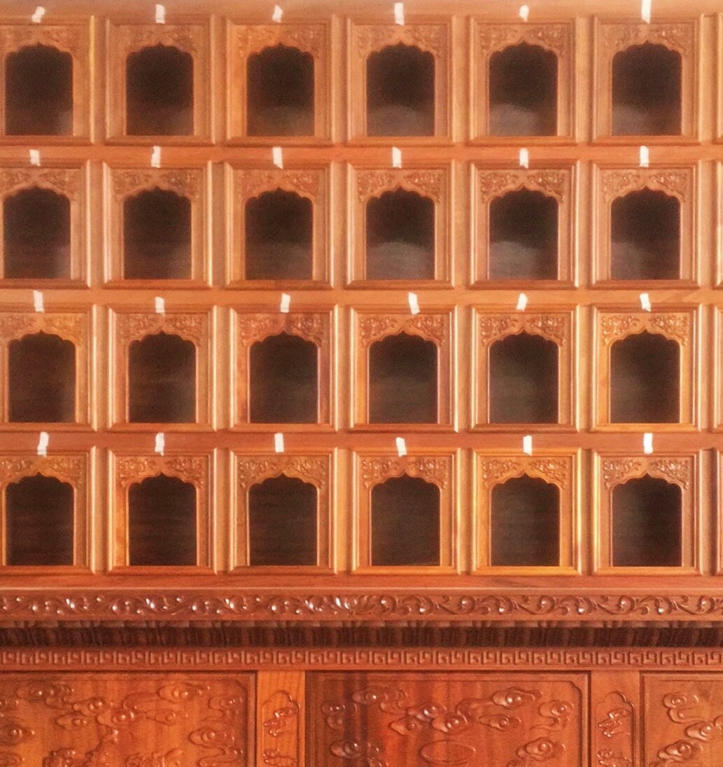 Aluminum alloy one thousand Buddha wall red wood ten thousand Buddha wall Pinewood Grove one thousand Buddha Niche Red Flowers Pear ten thousand Buddha Niche glazed Palace