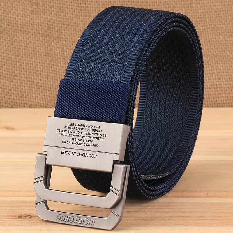 Đai nam khóa đôi bằng vải nylon Thắt lưng thanh niên Tide Canvas Belt Tùy chỉnh logo - Thắt lưng thắt lưng nam