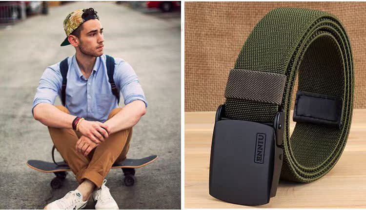 ENNIU hợp kim khóa đàn hồi căng đai vải thanh niên chiến thuật nylon vành đai thanh niên chiến thuật vành đai - Thắt lưng nịt nam