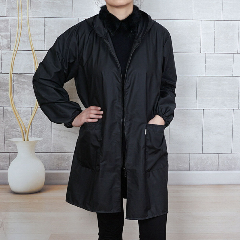 Men's Fashionable Zipper Smock, Adult Light Waterproof, Dustproof, Oil-Proof Apron, Oversized Work Clothes, Long-Sleeved for Adults