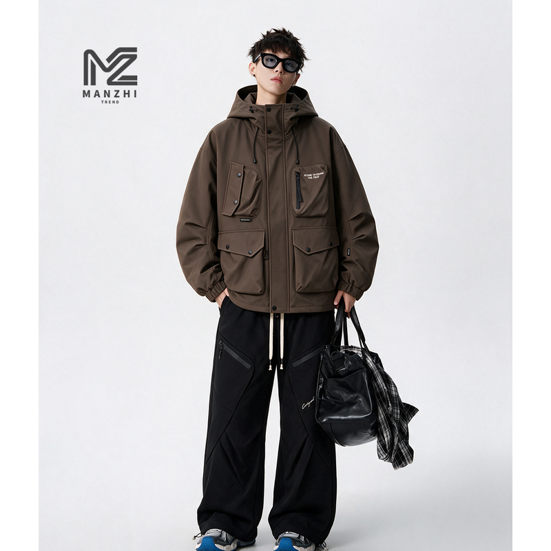 Casual Suit for Men, Trendy Brand, High-End Feel, Heavy-Duty Jacket and Cargo Pants Two-Piece Set, Plus Size for Big and Tall Men