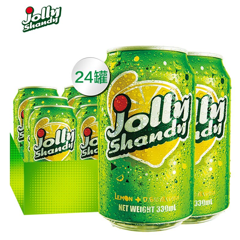 Jolly Shandy怡乐仙地啤酒柠檬味330ml*24罐整箱低醇果酒官方正品