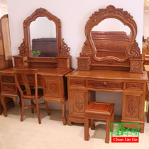 Mahogany furniture dressing table pineapple Orwood European dressing table full solid wood dressing table Rosewood makeup table and stool