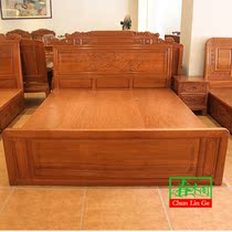 Mahogany furniture orchid order big bed pineapple grid double bed solid wood combination 1 8m big bed antique 1 5m bed carved