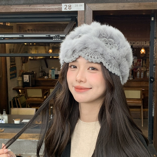 Бархатная удерживающая тепло шерстяная трикотажная зимняя шапка, в корейском стиле