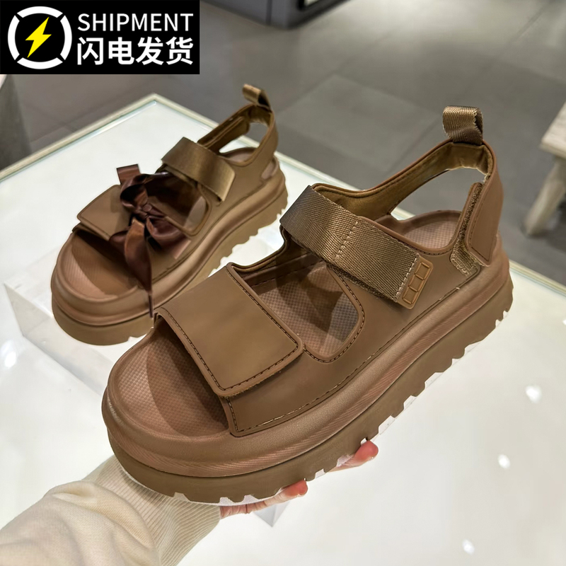 U Brand Velcro Sandals for Women, New 2026 Summer Thick-Soled Solid Color Open-Toe Casual Shoes, Bohemian Style