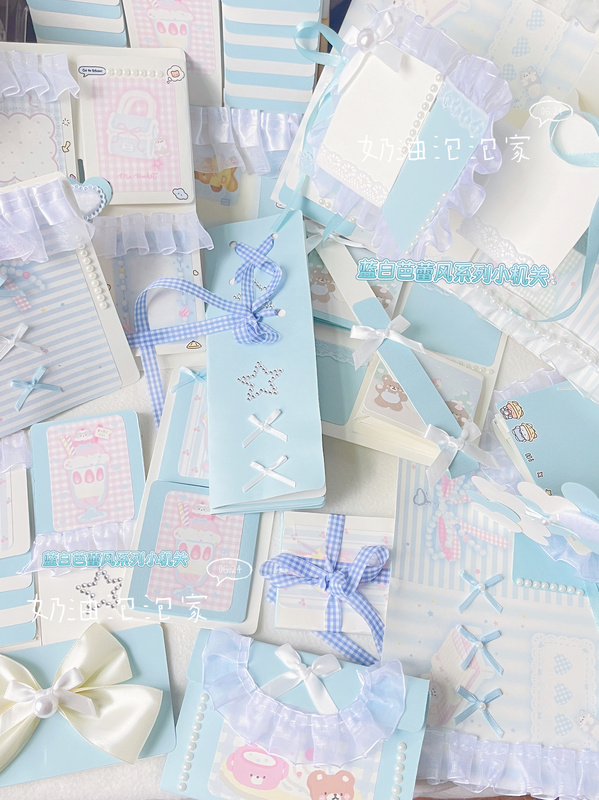 [Cream Bubbles] Handmade Pop-Up Book with Mechanism, Finished Product in Blue and White Ballet Design, Can Be Paired with Blank Pop-Up Books from the Store