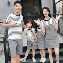 Parent-child clothing summer 2022 new trendy family clothing a family of three and four mother-child mother-daughter T-shirt Western style suit net red