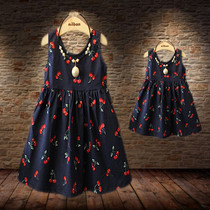 2022 new baby parent-child dress summer mother and daughter dress Korean version beach baby vest princess short skirt