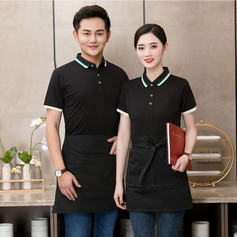 Summer group advertising T-shirt men and women custom logo catering waiter overalls short sleeves POLO fruit supermarket S