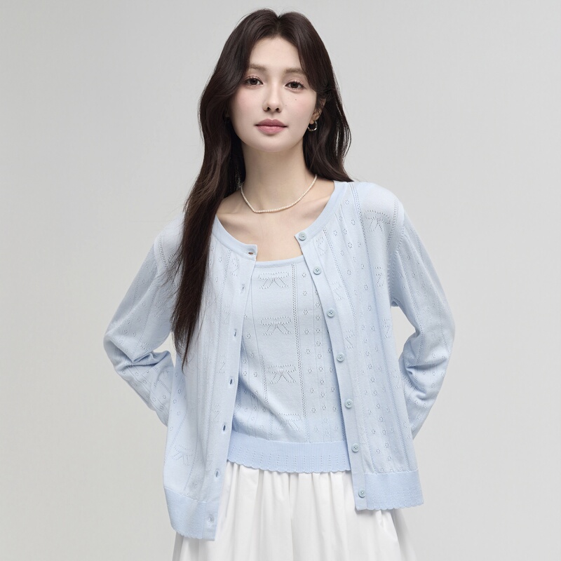 Inman 26 Early Autumn New Lyocell Knit Suit Slimming Vest Two-Piece Set Sweet Cardigan Camisole Two-Piece Set