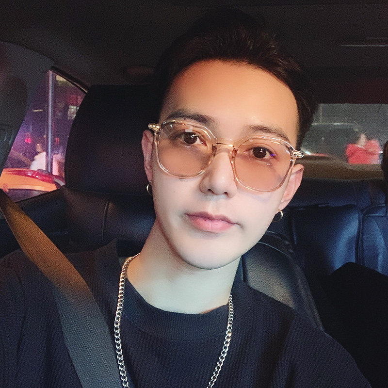 Classic style men square sunglasses light tea colors ins nets red with UV sun glasses female tide myopia eyes