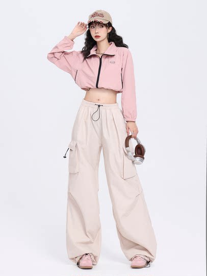 2025秋冬新款工装裤黑色伞兵宽松小个子登山运动爵士舞休闲裤男女