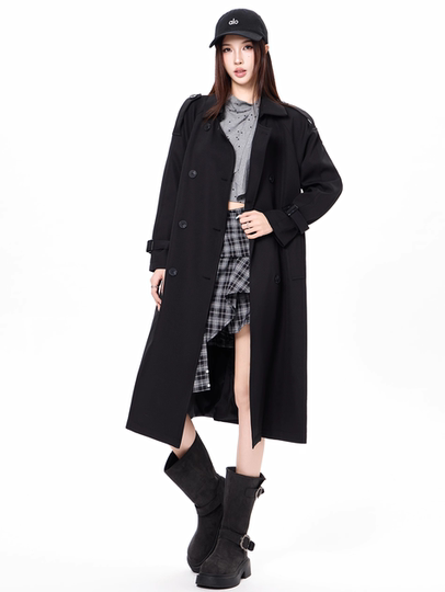 2025 new autumn and winter popular Korean khaki windbreaker coat for women preppy style small mid-length coat