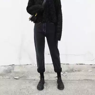 Korean pregnant women jeans autumn and winter loose fashion Harlem pants small feet Old father pants wear autumn trousers tide mother