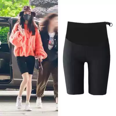 Pregnant women five points inside pants wear summer thin shorts black yoga riding pants belly safe five-point pants tide