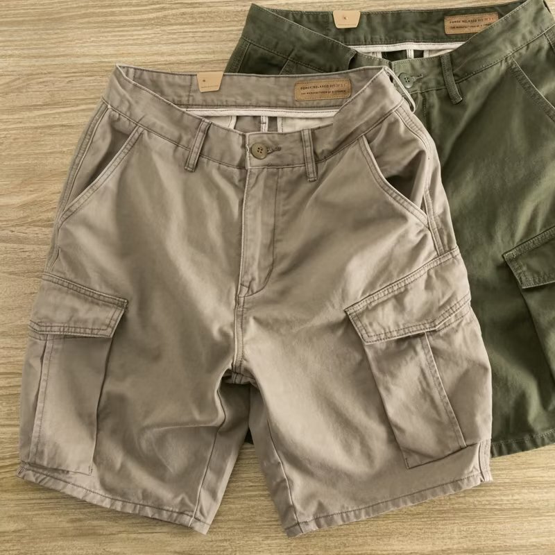 Summer Trendy Brand Style Cargo Shorts for Men, Loose Retro Casual Versatile Knee-Length Shorts ins Men's Mid-Length Pants Summer Trendy Brand Style Cargo Shorts for Men, Loose Retro Casual Versatile Knee-Length Shorts ins Men's Mid-Length Pants