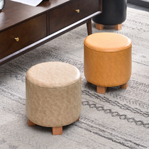 Small Stool Solid Wood Short Stool Home Bench Living-room Dining Stool Tea Table Stool Brief Couch Stool Round Leather Art Sitting Mound