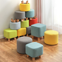 Small stool for home cloth art short stool sofa Stool Living Room Fashion Round Stool Changing Shoes benches Bench Solid Wood Sit Mound Innet Red