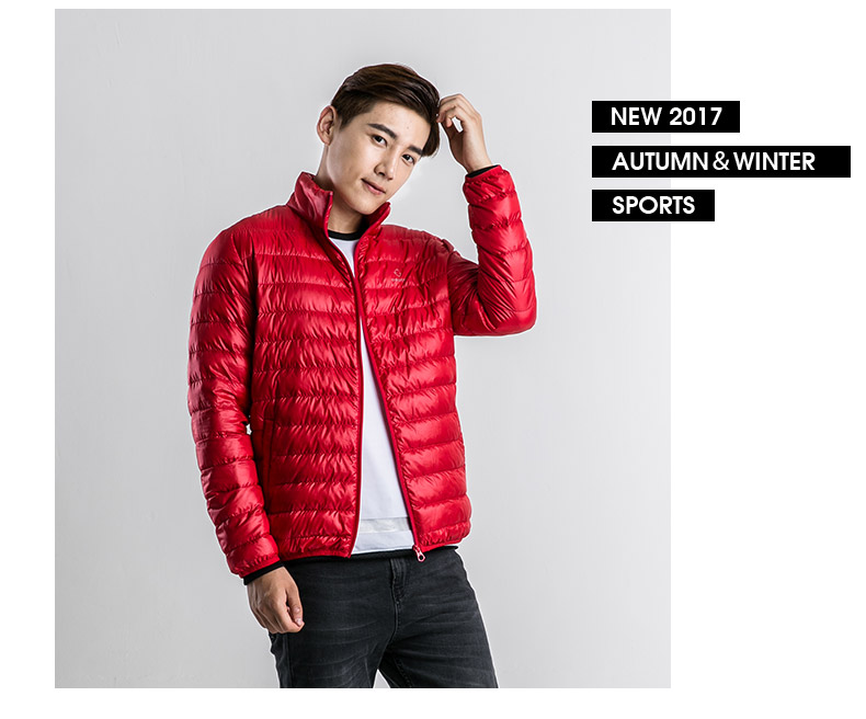 Authentic down jacket mùa đông ánh sáng nam đứng cổ áo trùm đầu Slim kích thước ngắn thể thao ấm áp áo khoác gió áo phao nam uniqlo