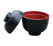 Shanghai Yuhe Wan brand Japanese flavor retort with lid two-color lacquered black and red soup bowl