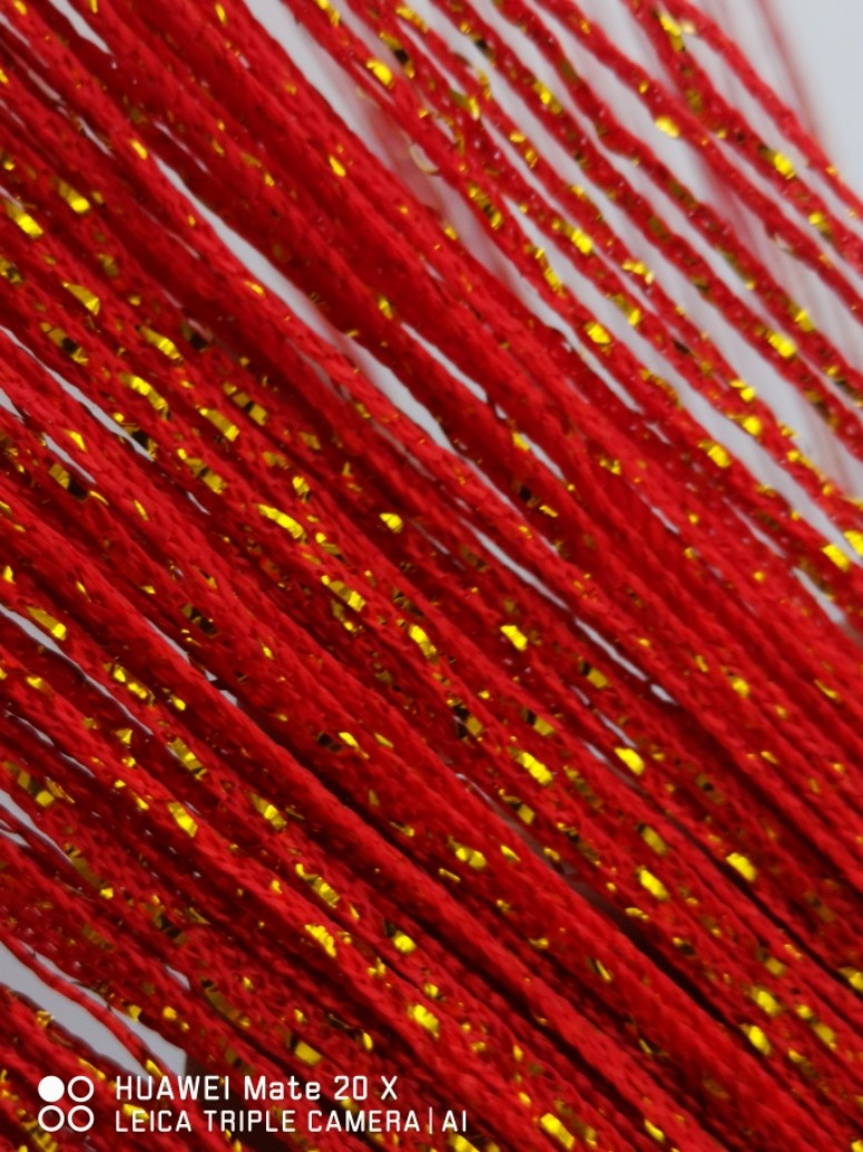 New gold silk tassel hanging curtain wedding wedding scene background decoration hanging ceiling ring decoration white red line curtain