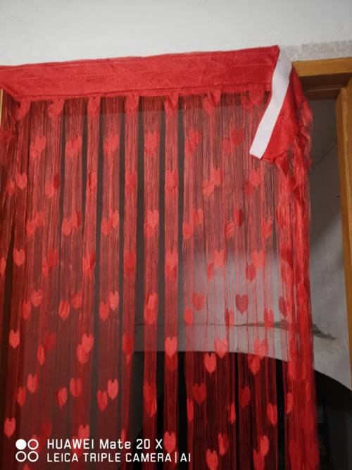 Magic Sticker Encrypted Finished Product Loving Door Curtain Self-Stick Peach Hearts Line Curtain Living-room Bedroom Decorative Partition Window Curtain