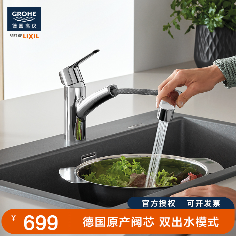 Grohe Imported Pull-Out Kitchen Faucet Household Dual-Outlet Sink Faucet 30307