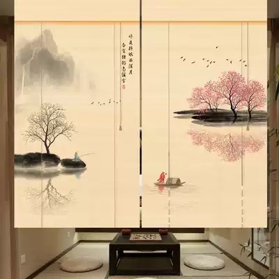 Customized bamboo curtain curtain curtain home partition new Chinese landscape lifting tea room porch decorative shading screen curtain