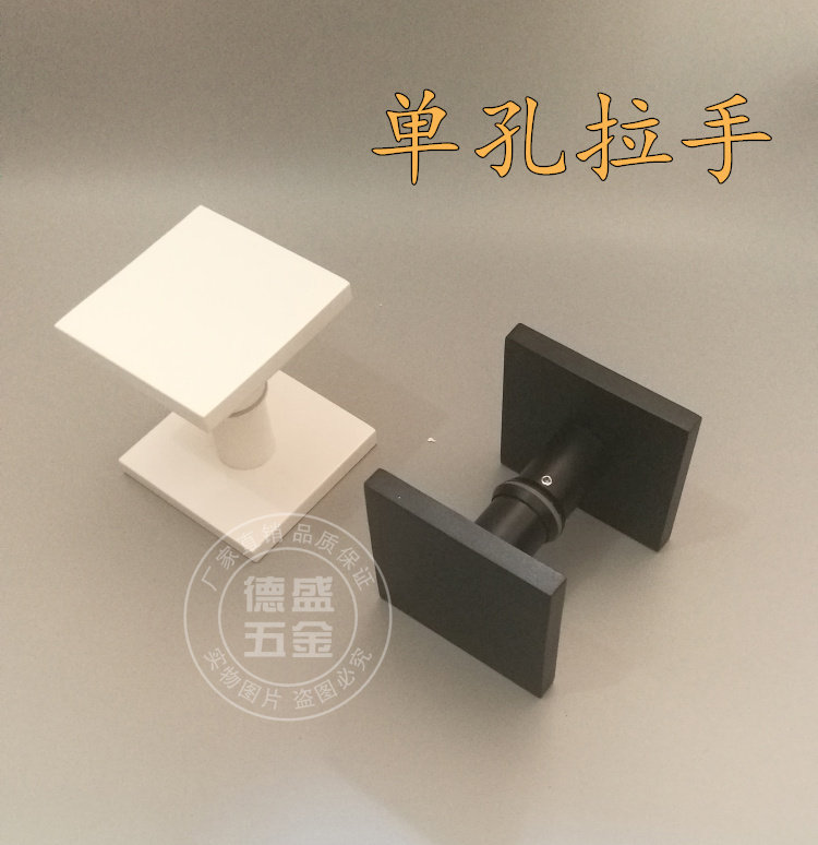 Square bathroom door handbaffle hole bathroom glass door handle Nordic round wooden door handle black and white